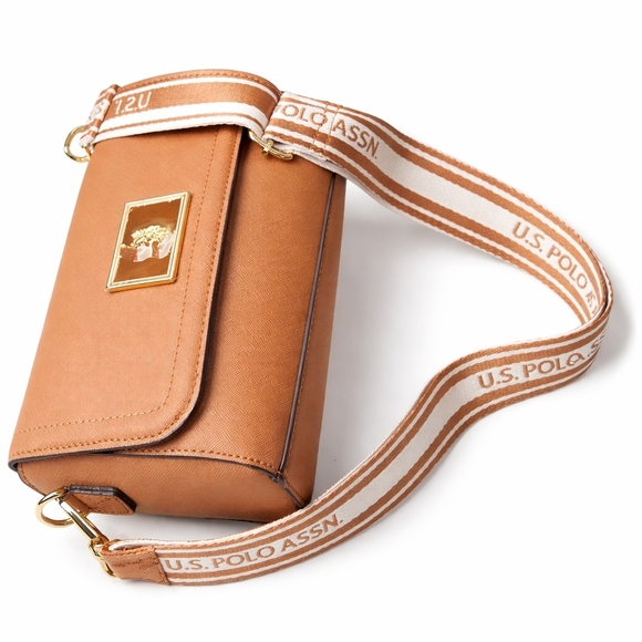 U.S. Polo Assn. Handbags - U.S. Polo Assn. Brown Crossbody Bag with Logo Strap